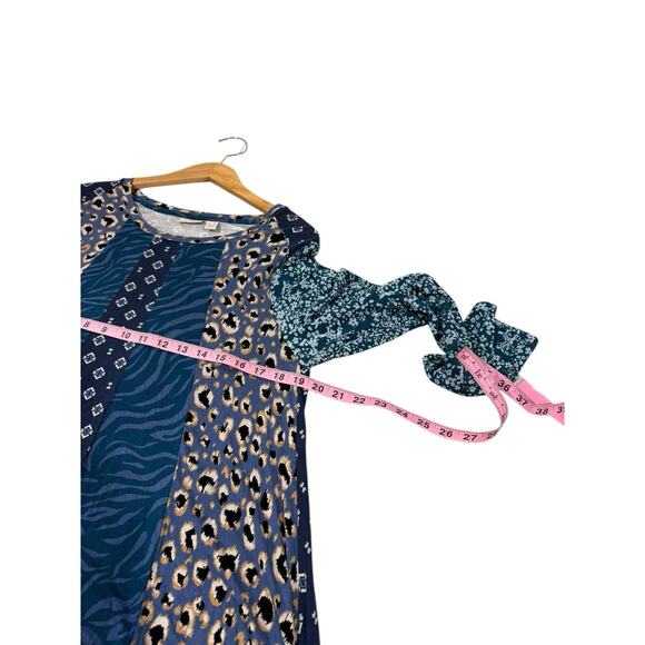 Logo By Lori Goldstein Teal Pattern Sharkbite Hem Soft Long Sleeve Tunic Top L - Picture 5 of 6